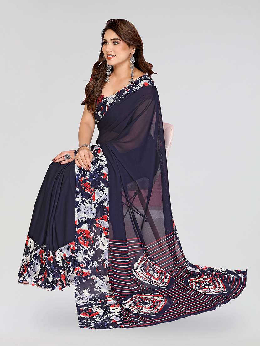 women printed casual wear saree with blouse - 22049147 -  Standard Image - 1