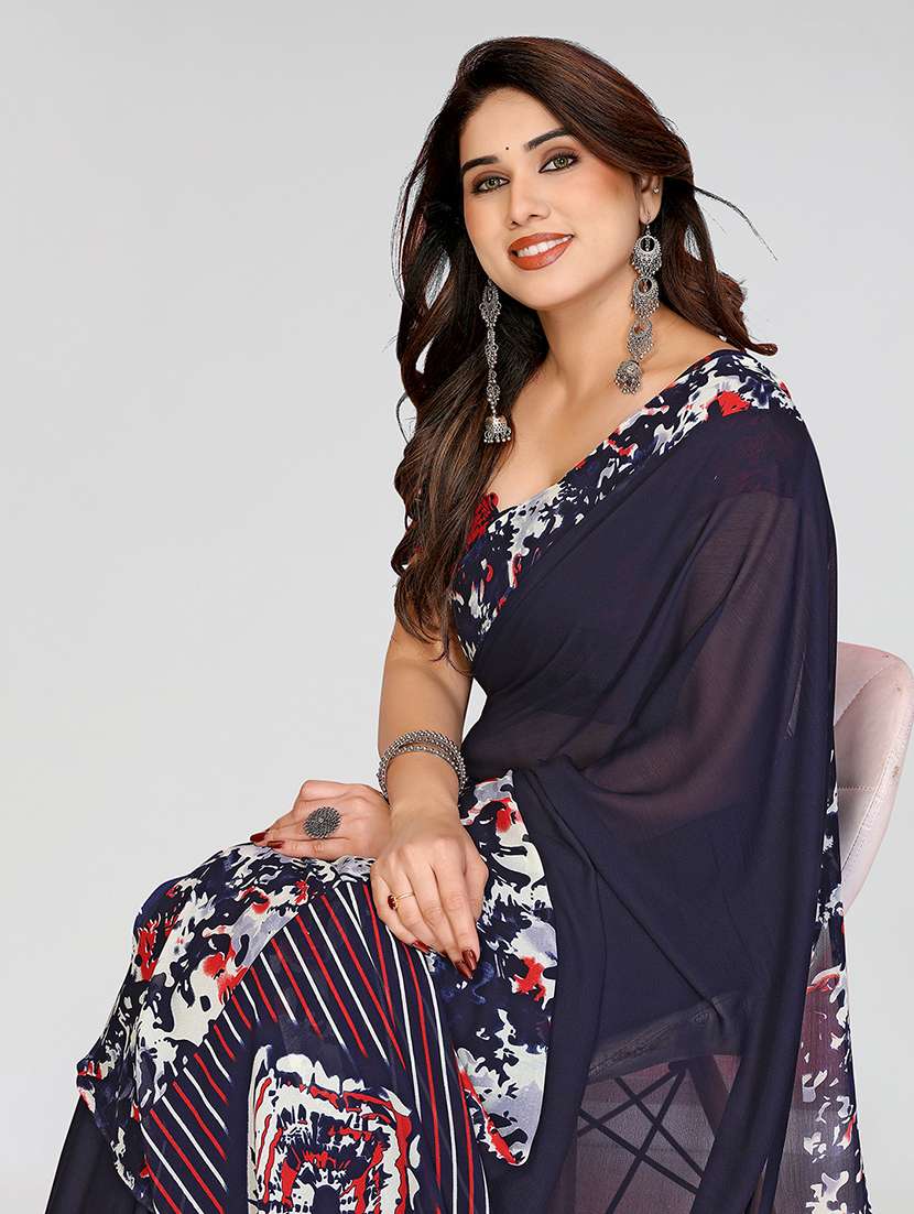 women printed casual wear saree with blouse - 22049147 -  Standard Image - 4