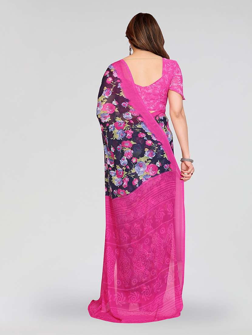 women printed casual wear saree with blouse - 22049151 -  Standard Image - 4