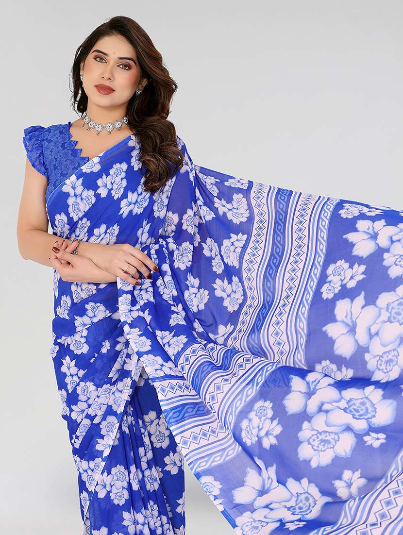 women printed casual wear saree with blouse - 22049155 -  Standard Image - 1