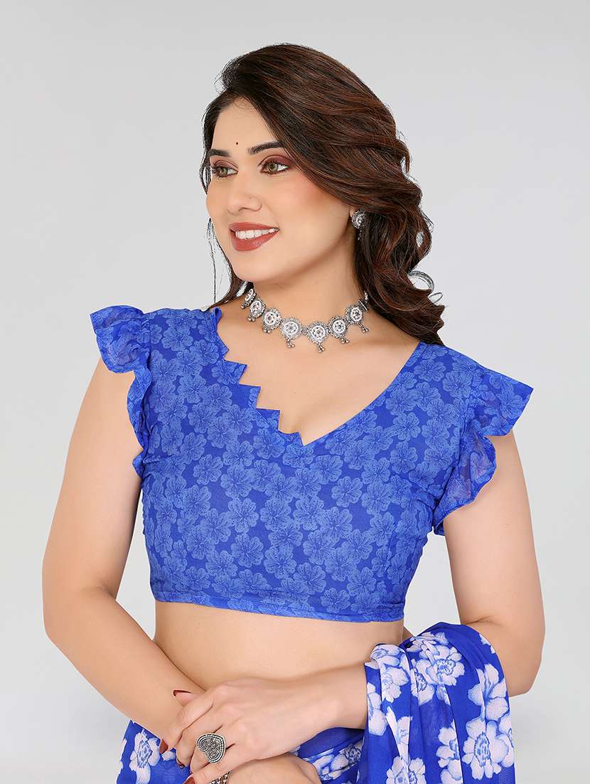 women printed casual wear saree with blouse - 22049155 -  Standard Image - 4