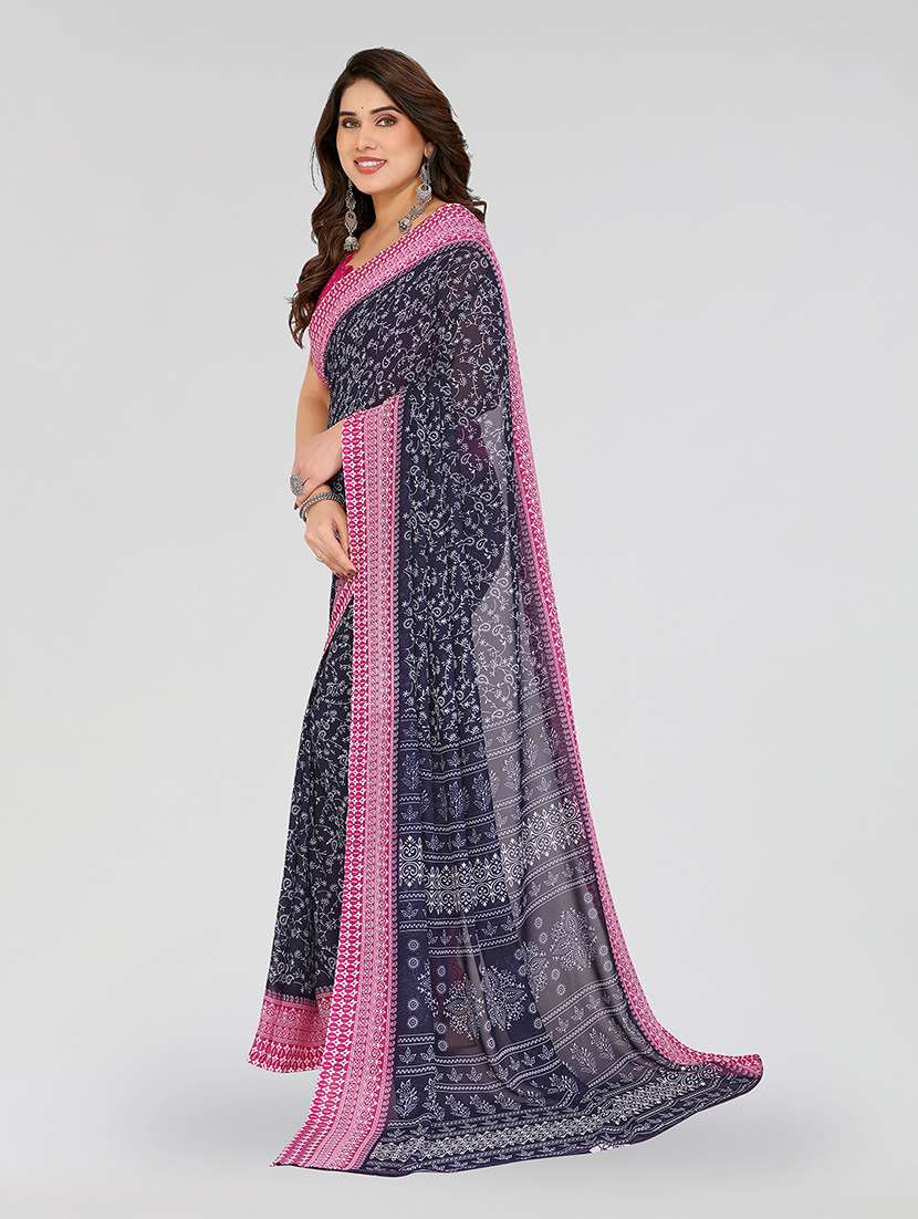 women printed casual wear saree with blouse - 22049163 -  Standard Image - 1