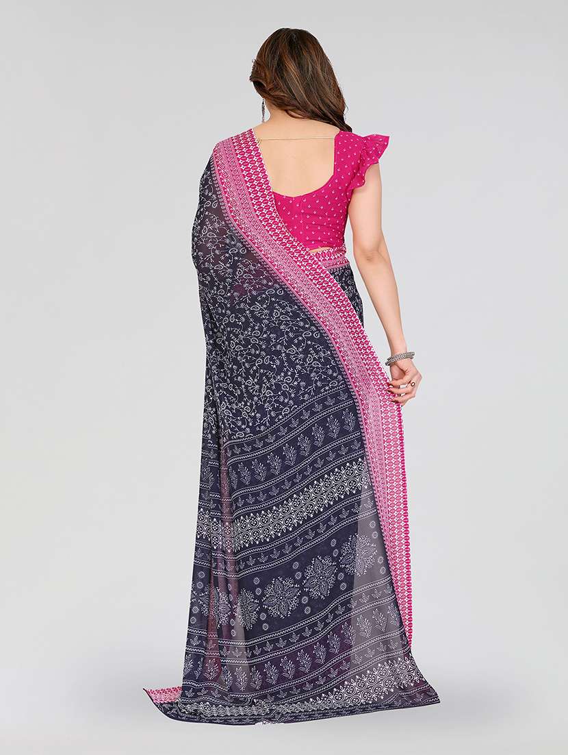 women printed casual wear saree with blouse - 22049163 -  Standard Image - 4