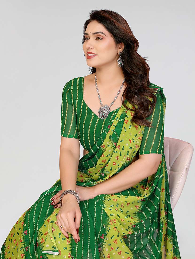 women printed casual wear saree with blouse - 22049181 -  Standard Image - 4