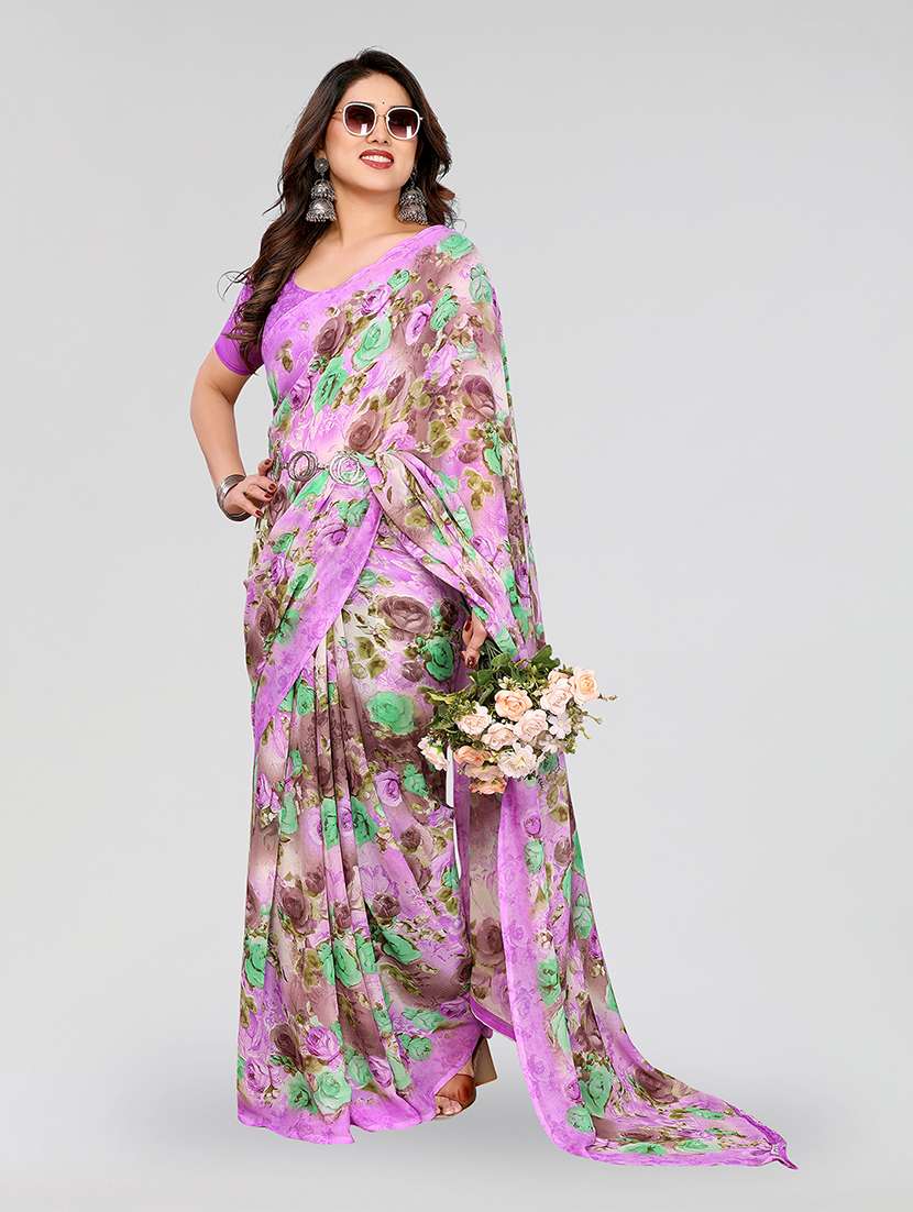 women printed casual wear saree with blouse - 22049184 -  Standard Image - 1