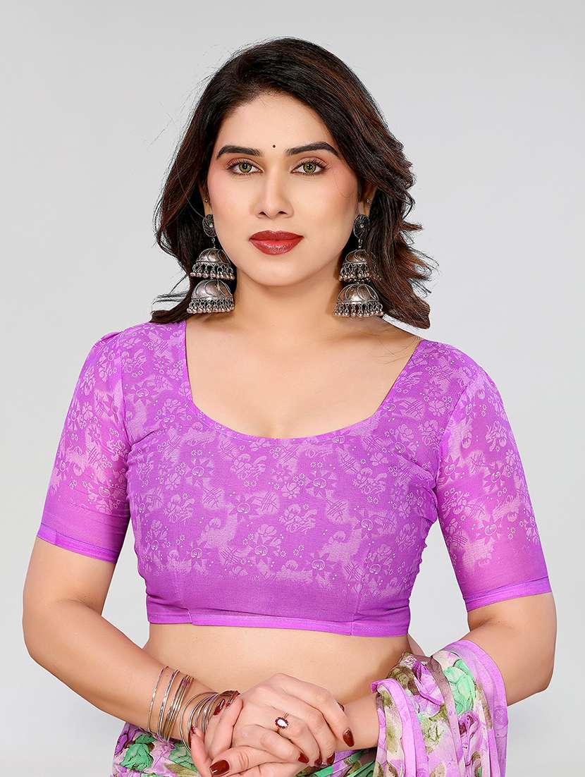 women printed casual wear saree with blouse - 22049184 -  Standard Image - 4