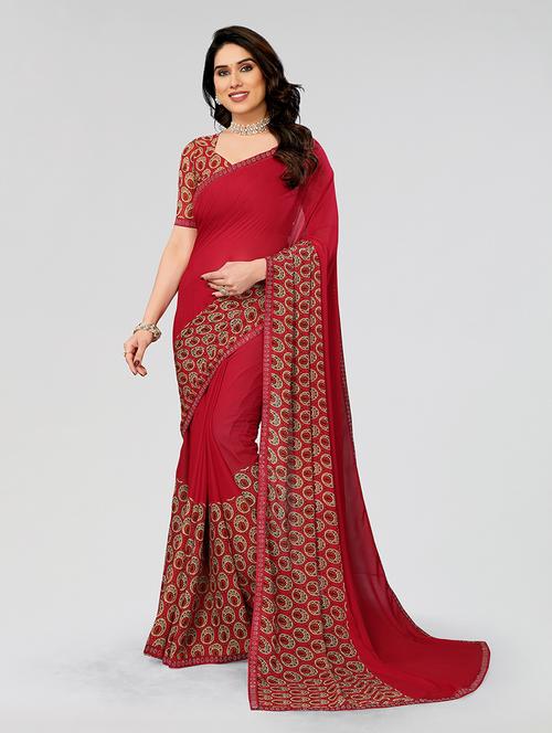 women printed casual wear saree with blouse - 22049209 - Standard Image - 0