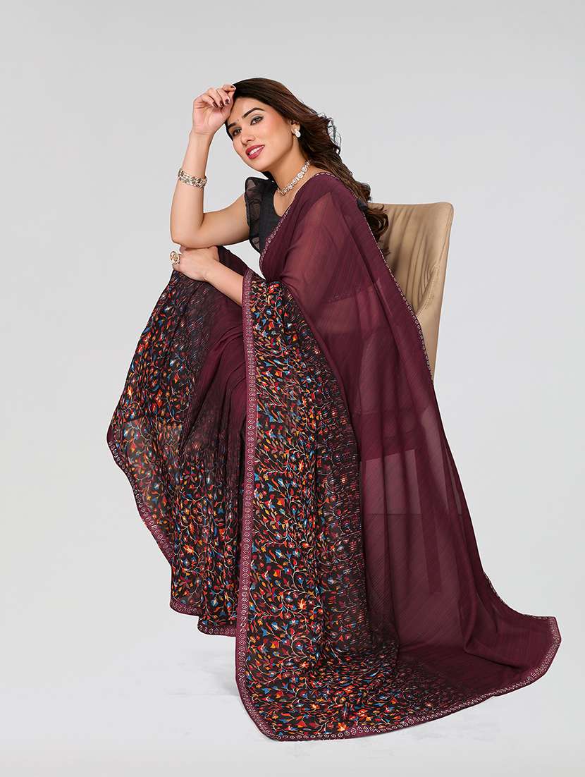 women printed casual wear saree with blouse - 22049214 -  Standard Image - 1