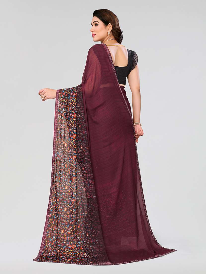 women printed casual wear saree with blouse - 22049214 -  Standard Image - 4