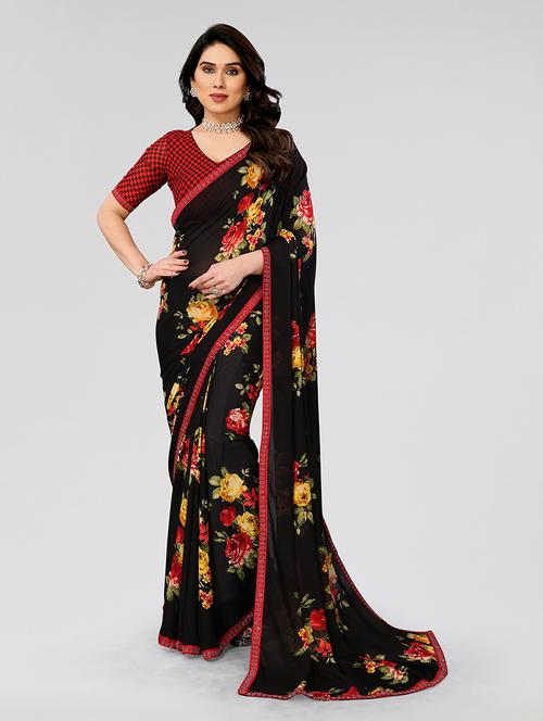 women printed casual wear saree with blouse - 22049215 - Standard Image - 0