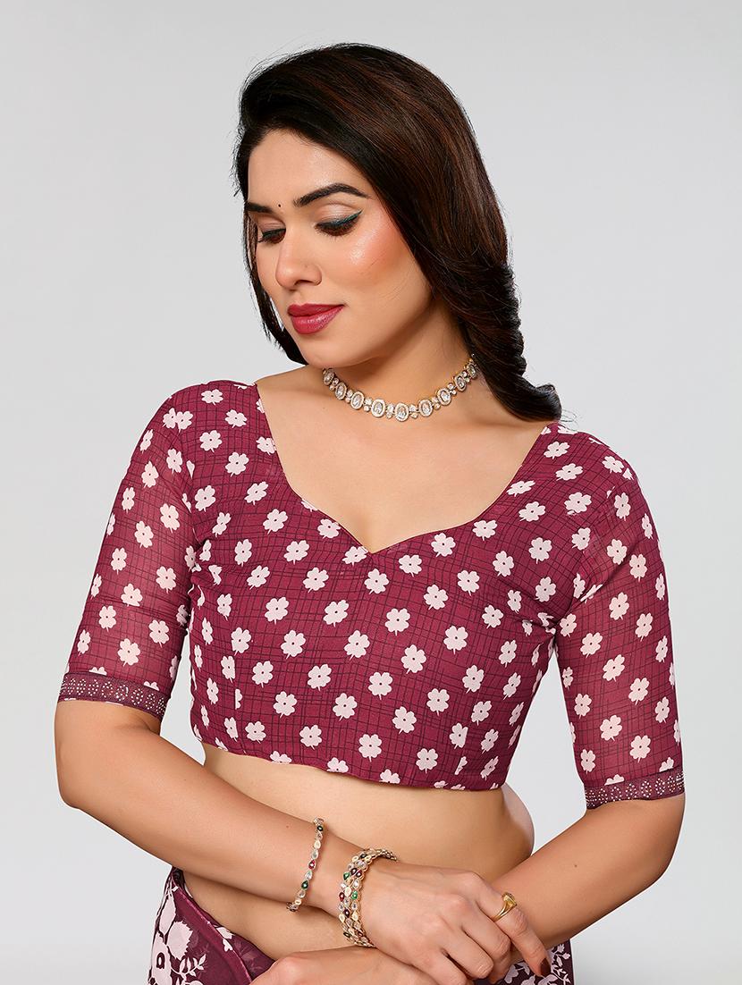 women printed casual wear saree with blouse - 22049218 - Standard Image - 4