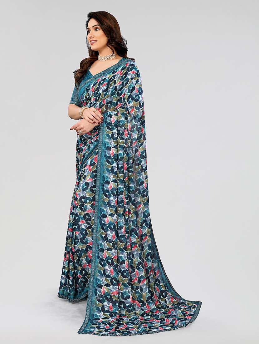 women printed casual wear saree with blouse - 22049220 -  Standard Image - 1