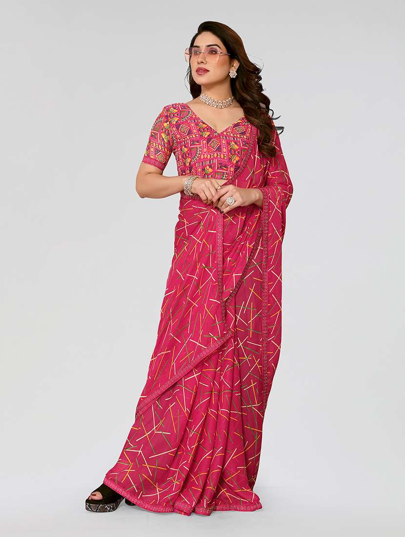 women printed casual wear saree with blouse - 22049224 - Standard Image - 1