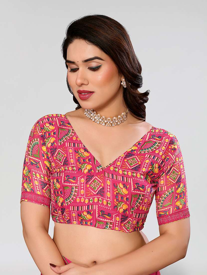 women printed casual wear saree with blouse - 22049224 - Standard Image - 4