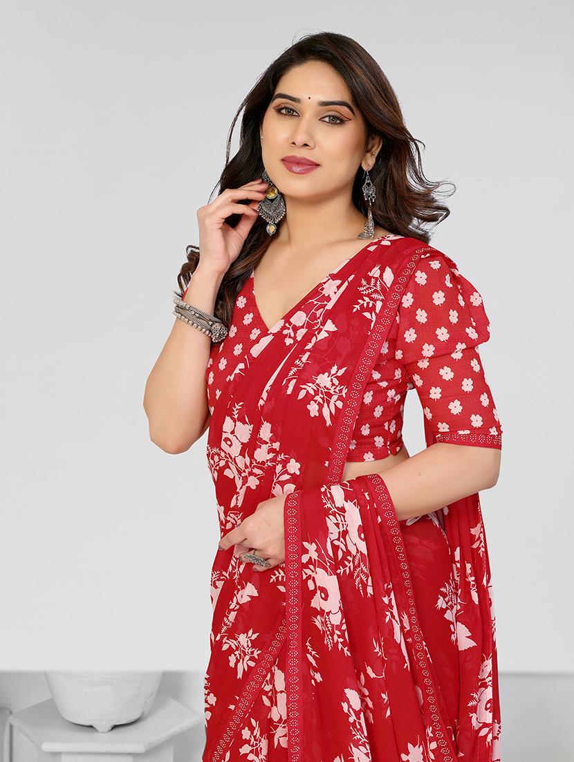 women printed casual wear saree with blouse - 22049239 - Standard Image - 4