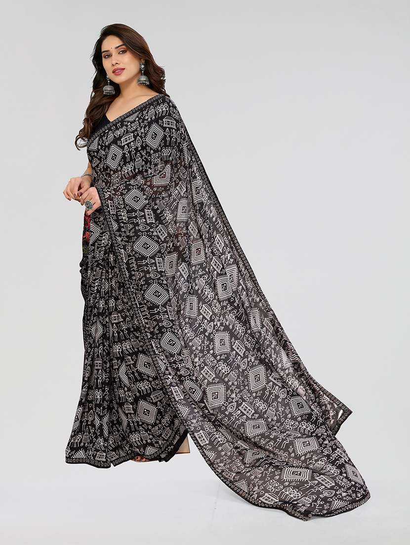 women printed casual wear saree with blouse - 22049243 -  Standard Image - 1