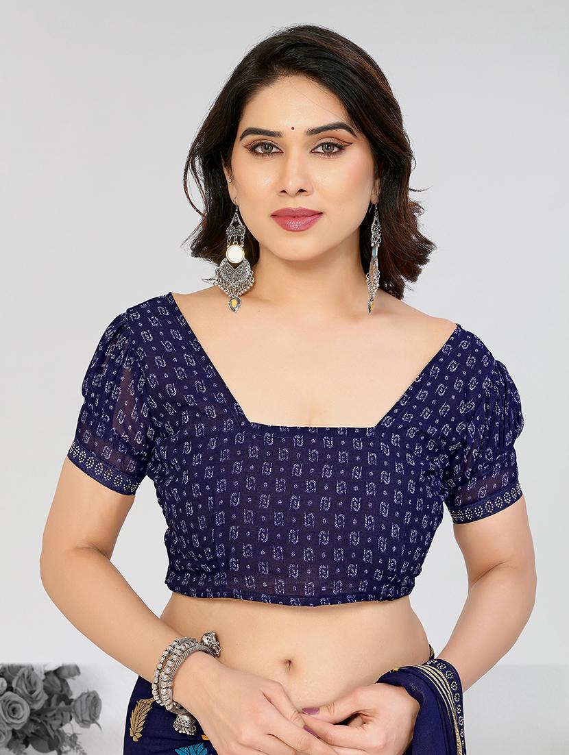 women printed casual wear saree with blouse - 22049249 - Standard Image - 4