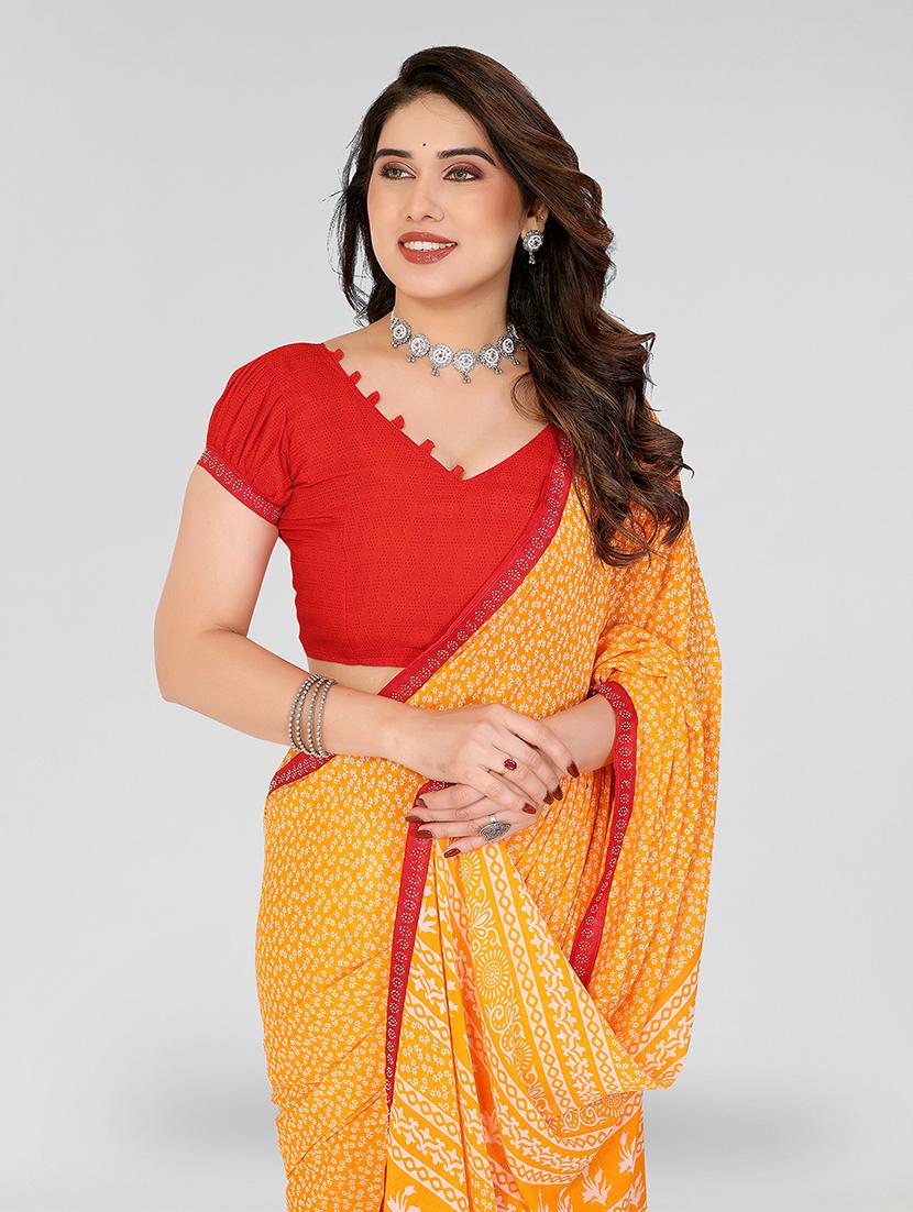 women printed casual wear saree with blouse - 22049251 - Standard Image - 1