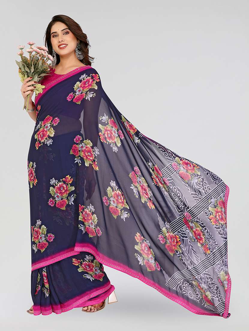 women printed casual wear saree with blouse - 22049255 -  Standard Image - 1
