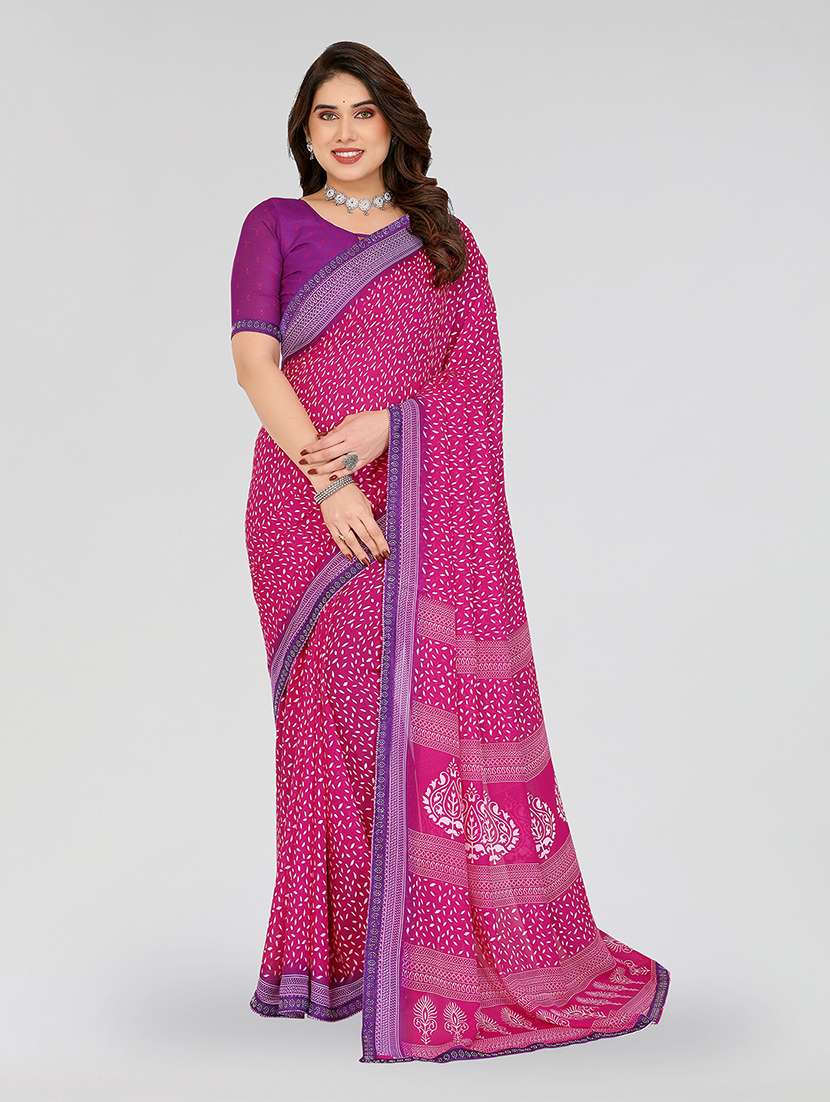 women printed casual wear saree with blouse