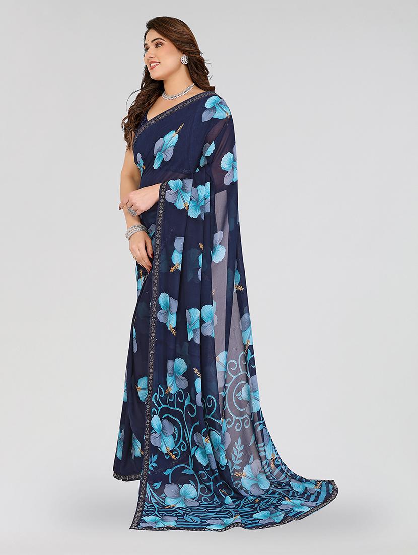 women printed casual wear saree with blouse - 22049263 - Standard Image - 1