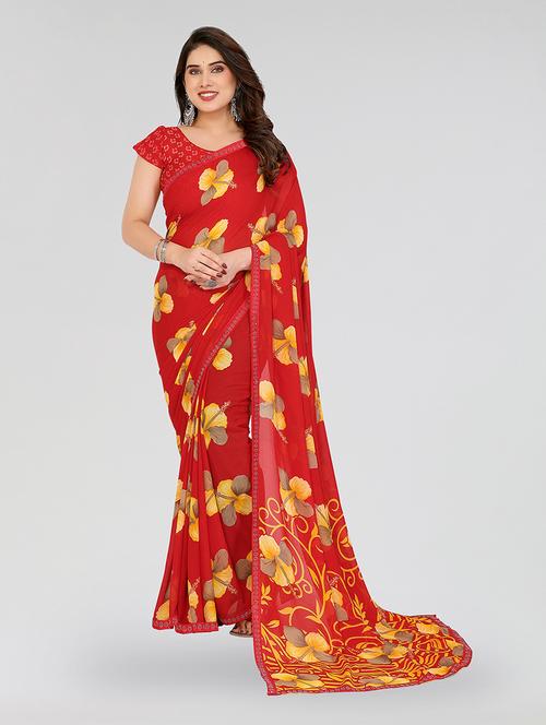 women printed casual wear saree with blouse - 22049264 - Standard Image - 0