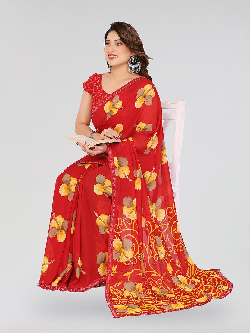women printed casual wear saree with blouse - 22049264 - Standard Image - 1