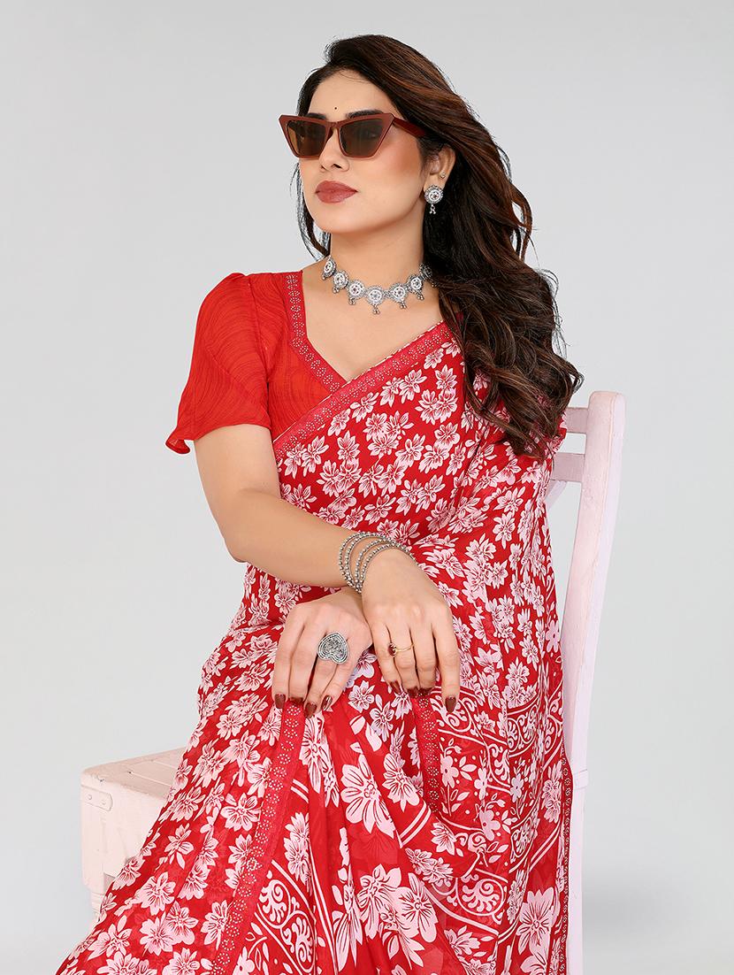 women printed casual wear saree with blouse - 22049267 - Standard Image - 4
