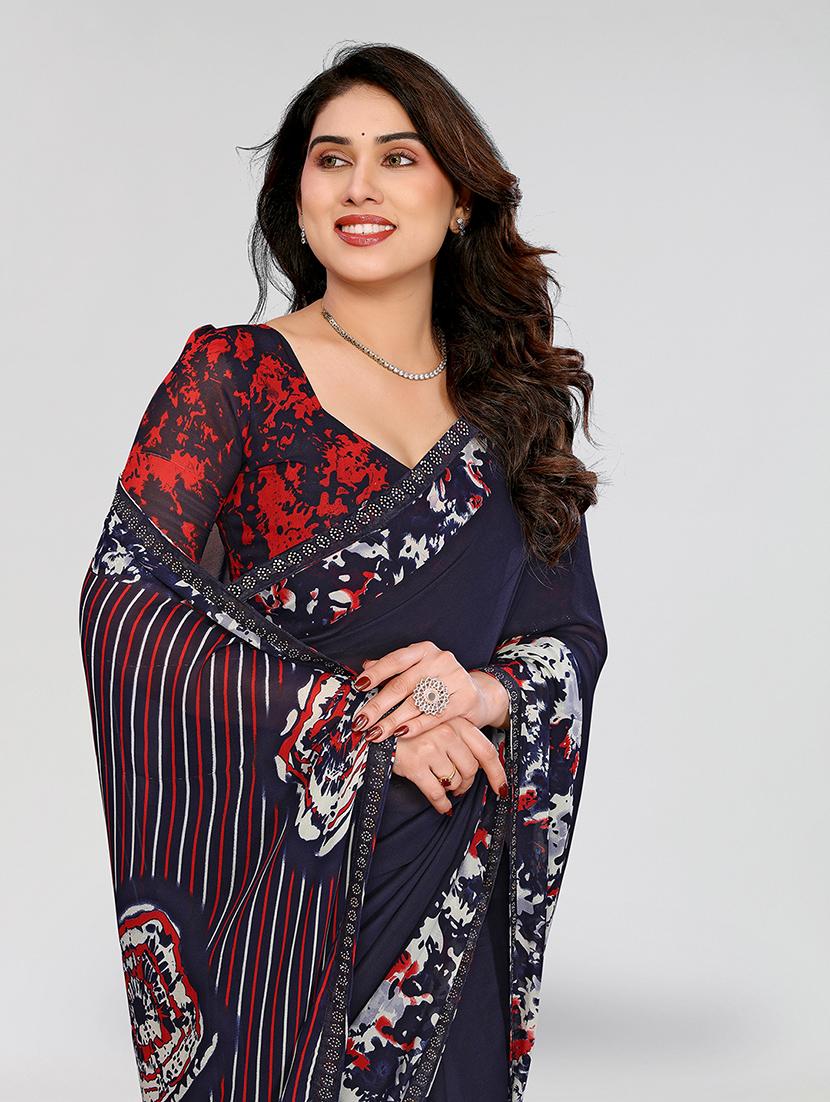 women printed casual wear saree with blouse - 22049271 - Standard Image - 4