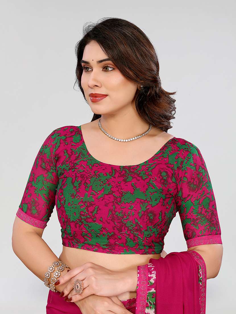 women printed casual wear saree with blouse - 22049273 - Standard Image - 4