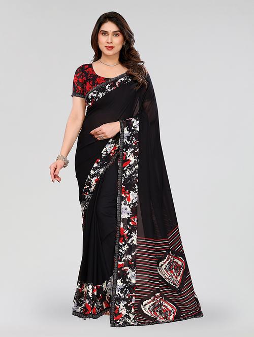 women printed casual wear saree with blouse - 22049274 -  Standard Image - 0