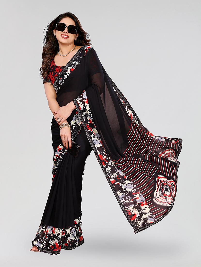 women printed casual wear saree with blouse - 22049274 - Standard Image - 4