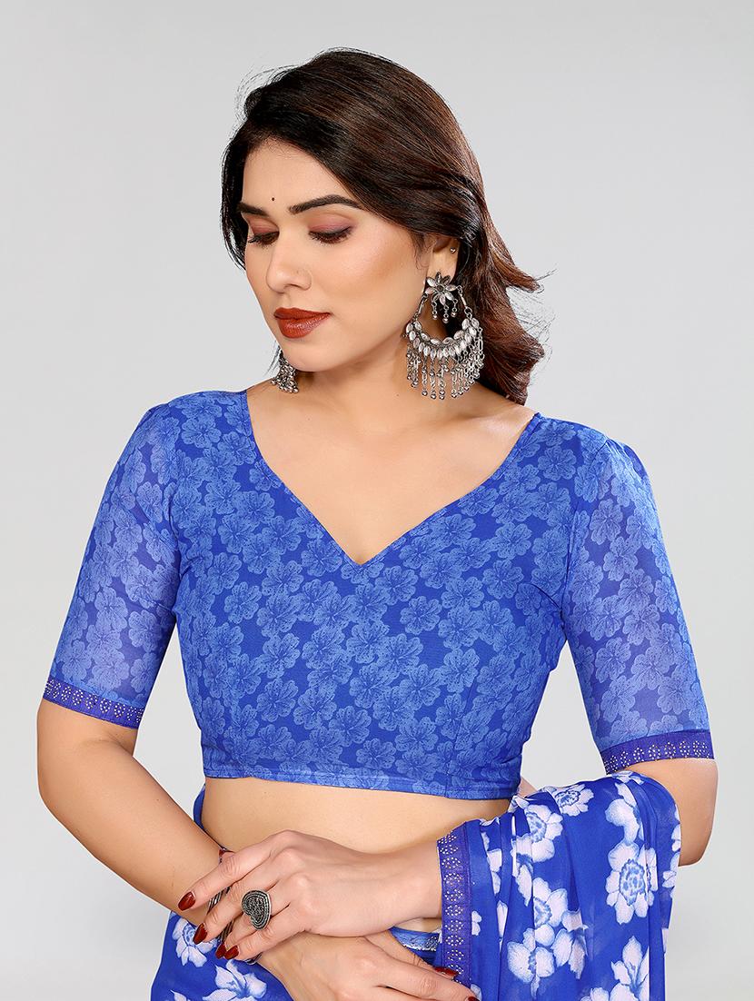 women printed casual wear saree with blouse - 22049279 - Standard Image - 4