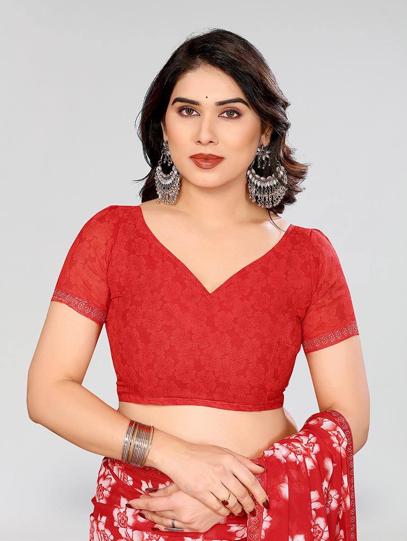 women printed casual wear saree with blouse - 22049280 - Standard Image - 4