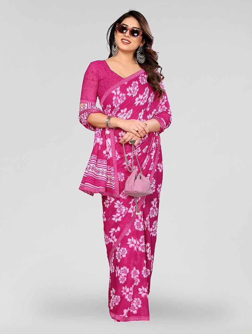 women printed casual wear saree with blouse - 22049281 - Standard Image - 1