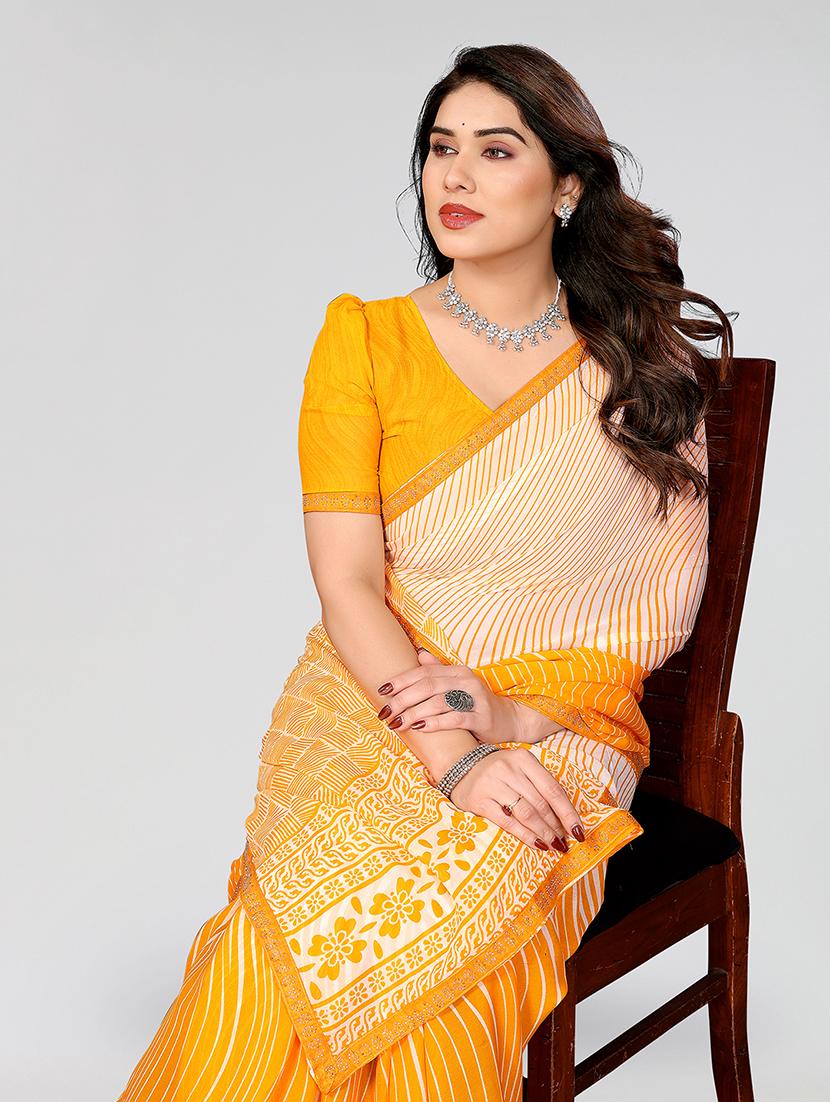 women printed casual wear saree with blouse - 22049288 - Standard Image - 1