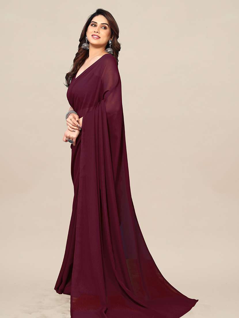 women solid plain saree with blouse - 22049300 -  Standard Image - 1