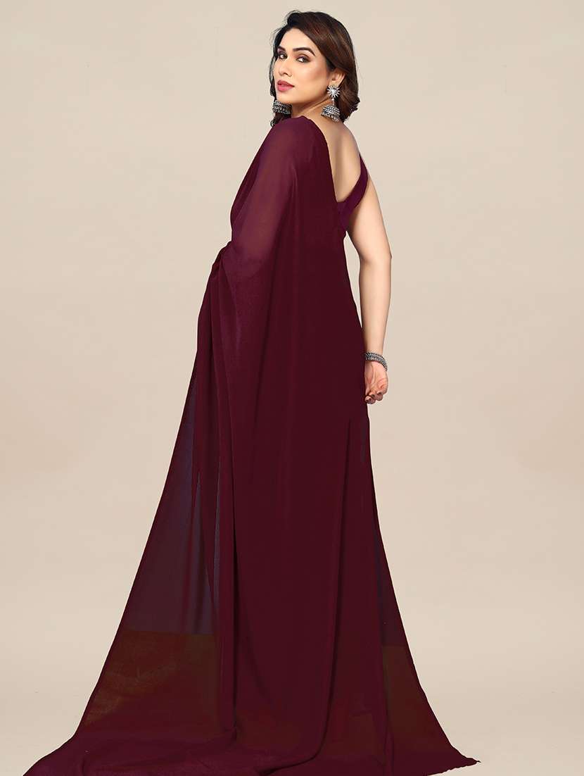 women solid plain saree with blouse - 22049300 -  Standard Image - 4