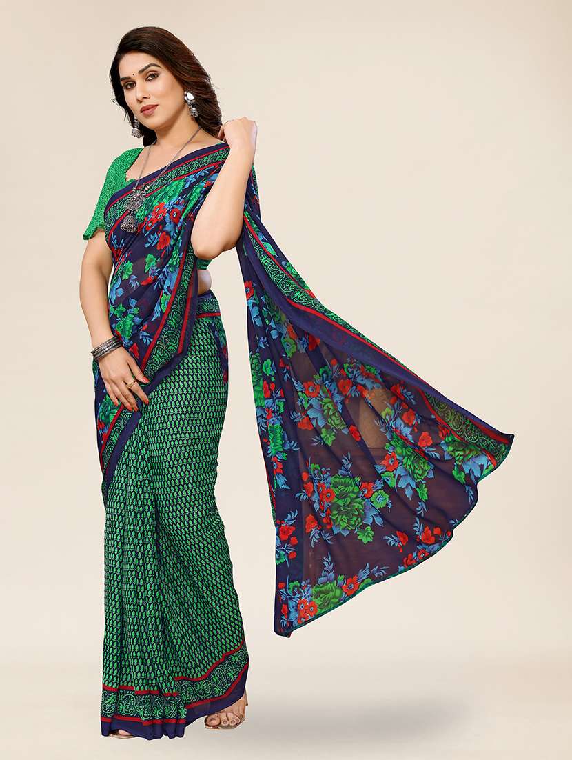 women printed casual wear saree with blouse - 22049308 -  Standard Image - 1