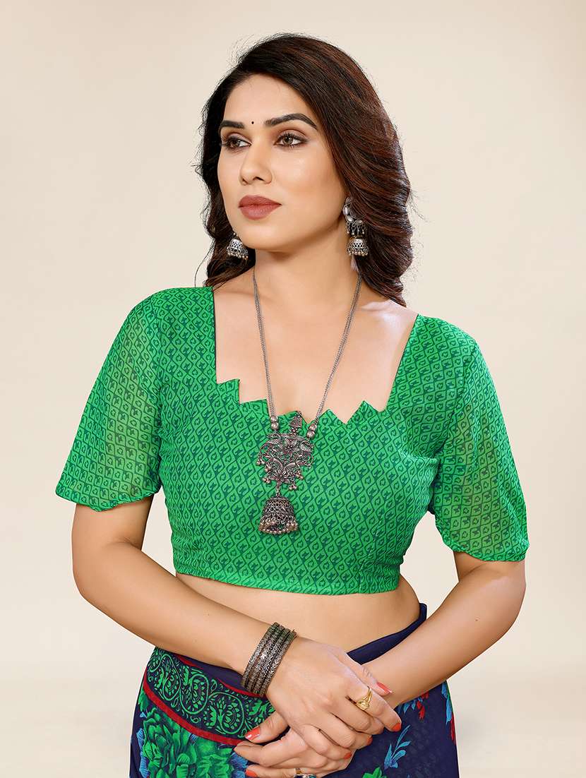 women printed casual wear saree with blouse - 22049308 -  Standard Image - 4