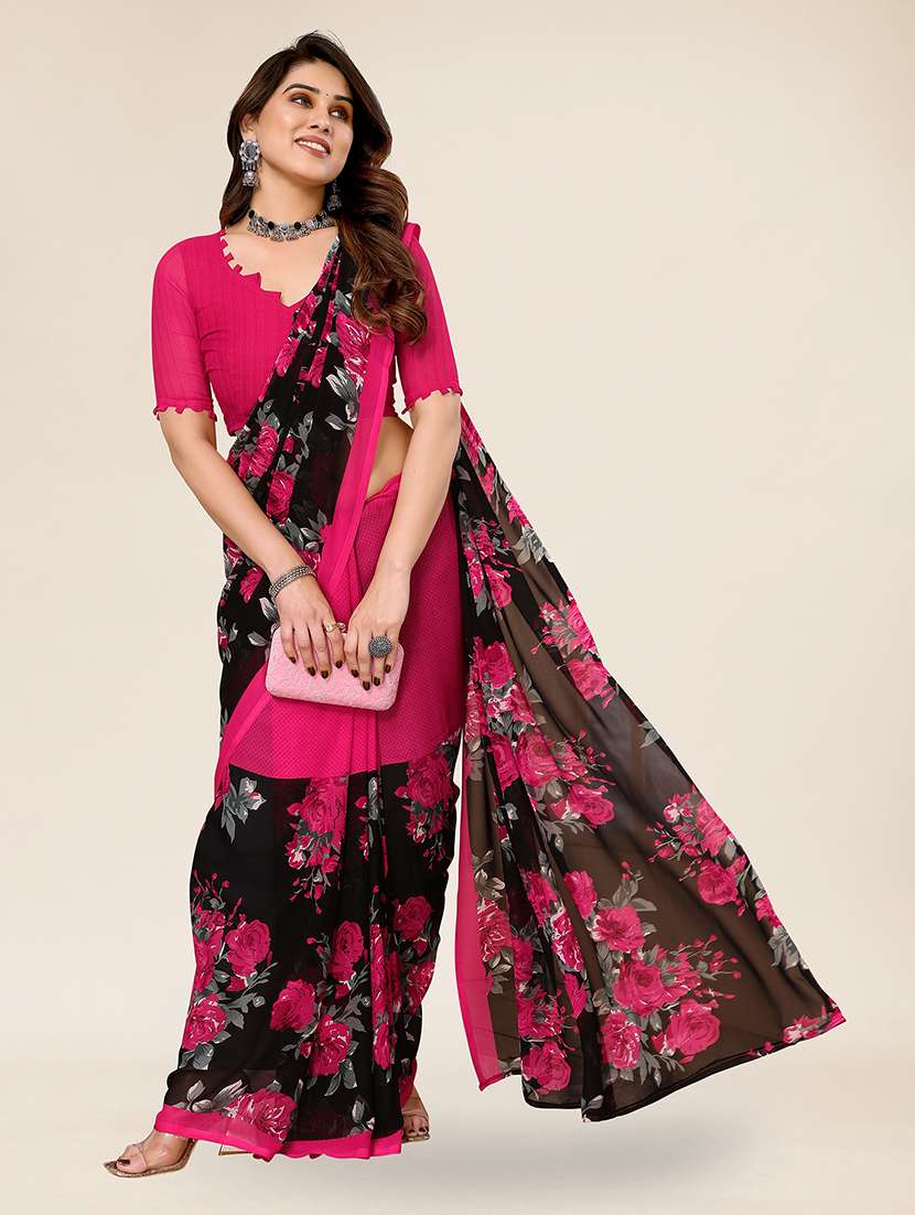 women printed casual wear saree with blouse - 22049315 -  Standard Image - 1