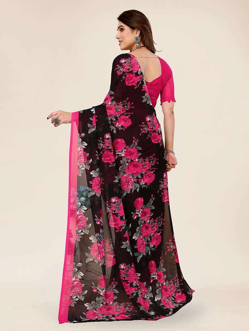 women printed casual wear saree with blouse - 22049315 -  Standard Image - 4