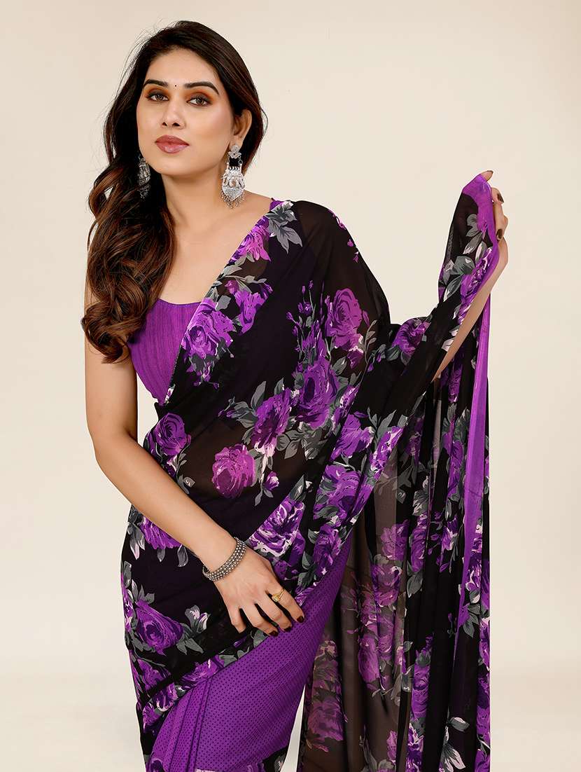 women printed casual wear saree with blouse - 22049318 -  Standard Image - 4