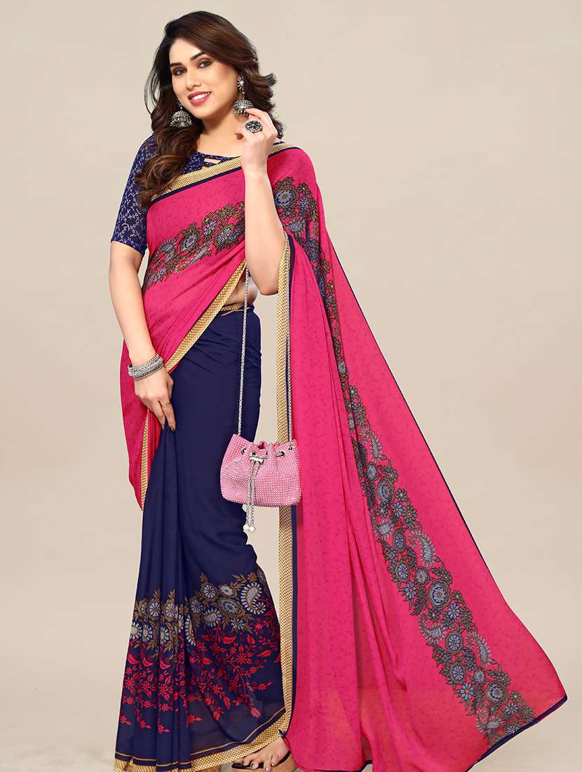 women printed casual wear saree with blouse - 22049324 -  Standard Image - 1