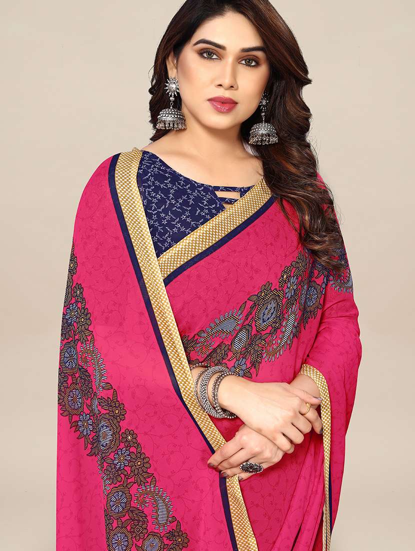 women printed casual wear saree with blouse - 22049324 -  Standard Image - 4