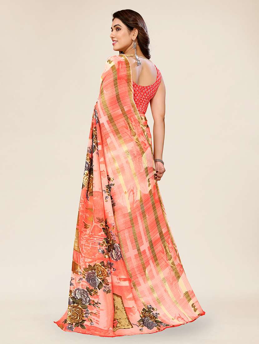 women printed casual wear saree with blouse - 22049336 -  Standard Image - 4