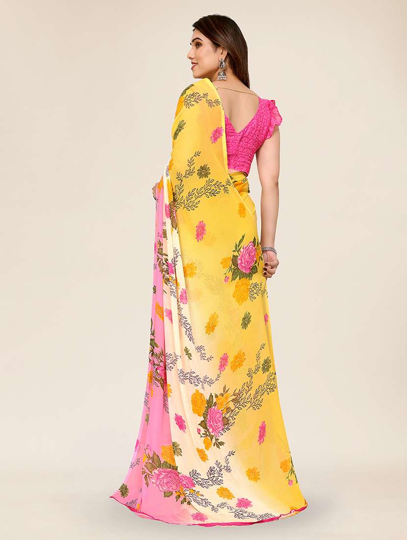 women printed casual wear saree with blouse - 22049337 -  Standard Image - 4