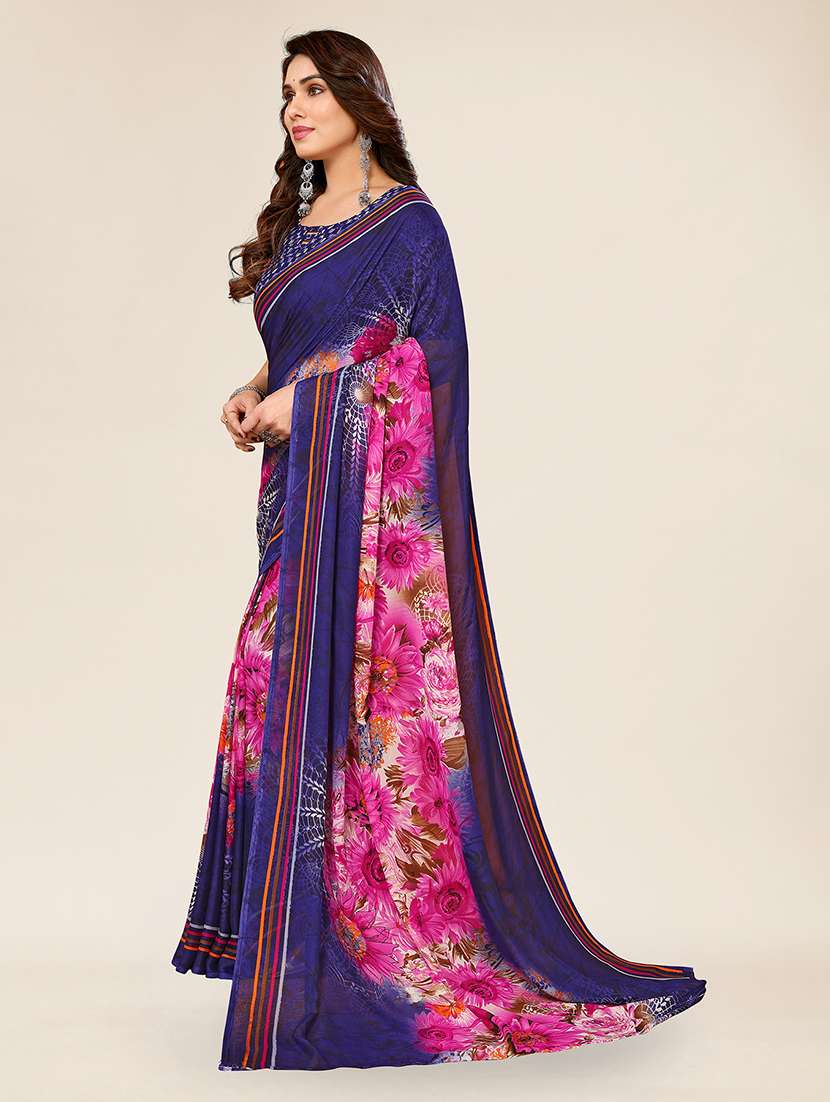 women printed casual wear saree with blouse - 22049343 -  Standard Image - 1