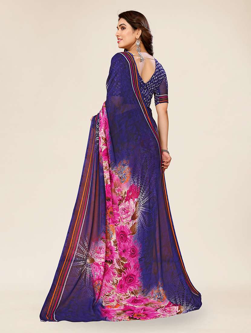 women printed casual wear saree with blouse - 22049343 -  Standard Image - 4