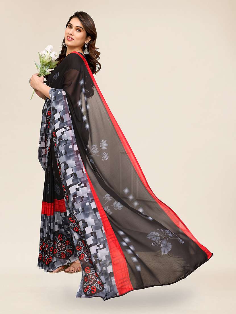 women printed casual wear saree with blouse - 22049344 -  Standard Image - 1